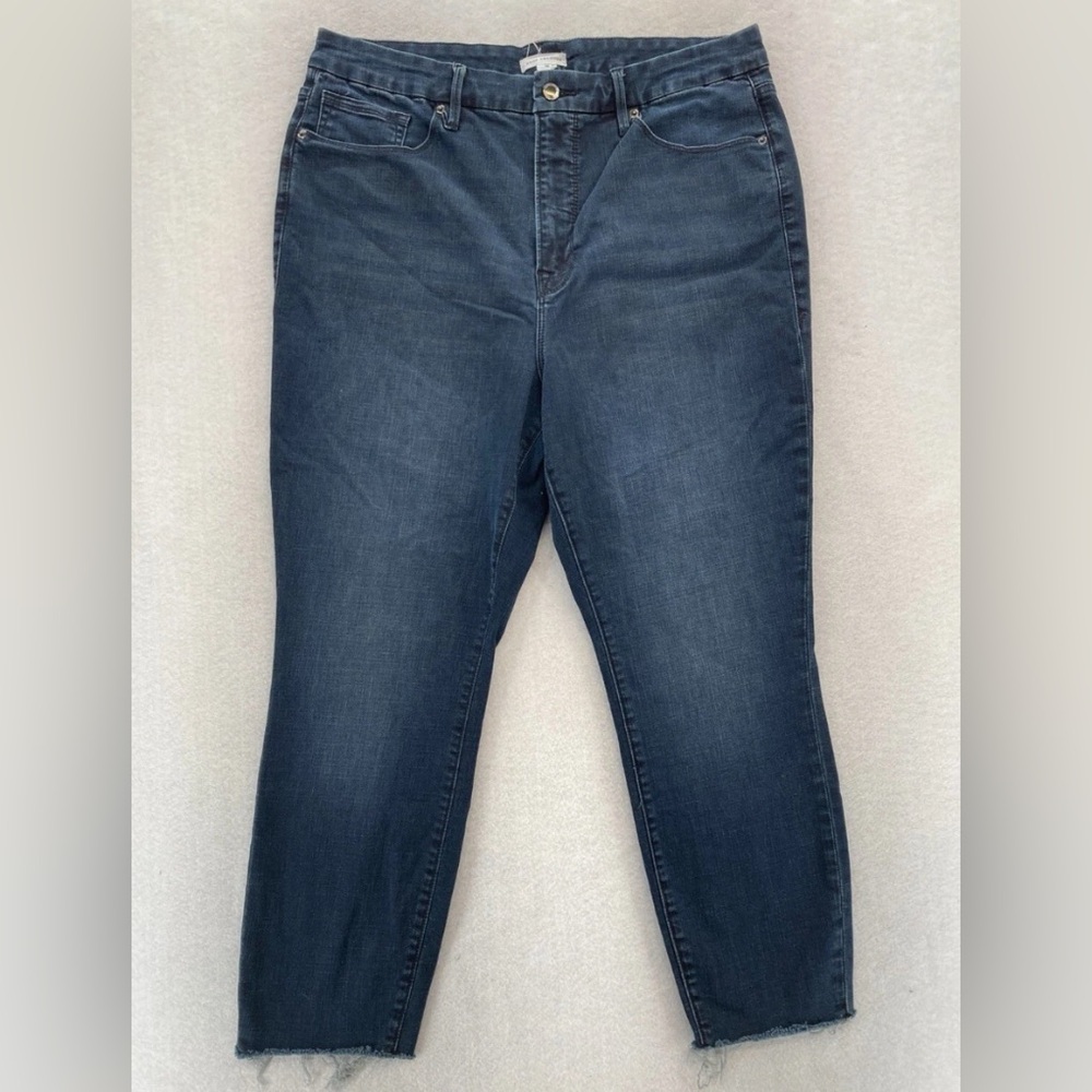 Good American Jeans Skinny Ankle Dark Wash Blue Stretch Denim size 18 - Picture 5 of 13